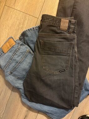 Prana Men's Dark Gray Slim Straight Jeans and Calvin Klein jeans blue light Jean